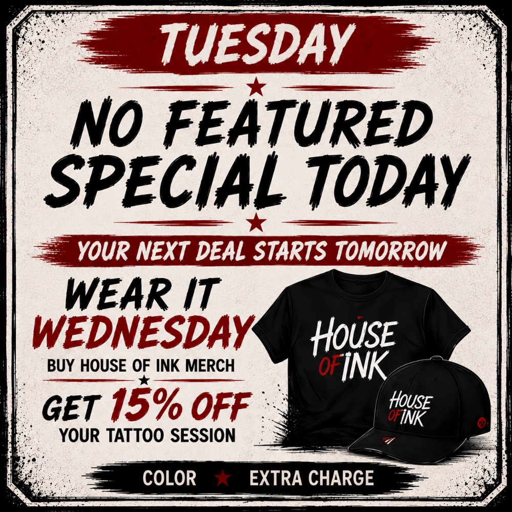 Tuesday promotion at House of Ink Art Studio